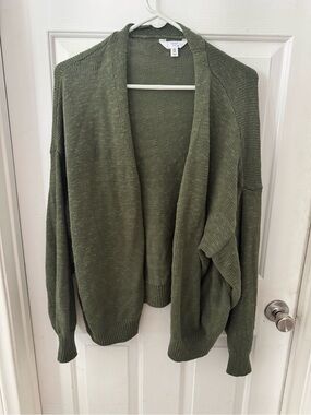 Time and Tru Olive Open-Front Knit Cardigan